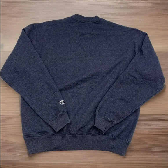 Champion Eco‎ Authentic Crewneck Sweatshirt Men’s L TALL Blue Pullover ** Flaw - Picture 2 of 5